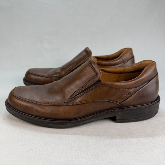 Ecco Other - Ecco Holton Shoes Mens Loafer Brown Leather Apron Toe Comfort Slip On Size 10